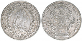 Franz I. Stephan 1745-1765
20 Kreuzer, 1765 BK/SK-PD. Kremnitz
6,56g
ANK 18
ss+