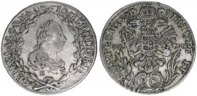 Joseph II. 1765-1790
20 Kreuzer, 1779 B/SK-PD. Kremnitz
6,59g
ANK 188
ss