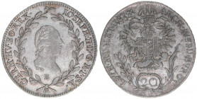 Joseph II. 1765-1790
20 Kreuzer, 1787 B. Kremnitz
6,63g
ANK 12
ss+