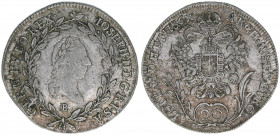 Joseph II. 1765-1790
20 Kreuzer, 1786 B. Kremnitz
6,56g
ANK 12
ss