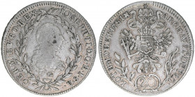 Joseph II. 1765-1790
20 Kreuzer, 1781 G. Nagybanya
6,52g
ANK 10
ss