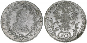 Joseph II. 1765-1790
20 Kreuzer, 1781 B. Kremnitz
6,68g
ANK 10
ss/vz