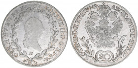 Joseph II. 1765-1790
20 Kreuzer, 1787 B. Kremnitz
6,42g
ANK 12
ss/vz