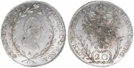 Joseph II. 1765-1790
20 Kreuzer, 1784 A. Wien
6,71g
ANK 12
justiert
vz+