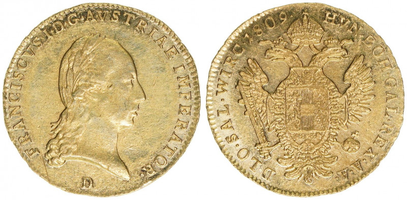 Kaiser Franz I.
Salzburg. Dukat, 1809 D. Österreichische Hauskrone
Salzburg
3,42...