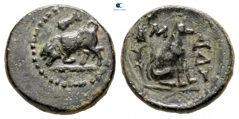 The Thracian Chersonese. Madytos circa 350 BC. 
Bronze Æ

12 mm, 1,49 g


...