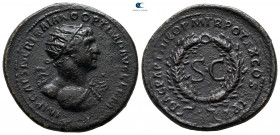 Trajan AD 98-117. Struck in Rome for circulation in Seleucis and Pieria. Dupondius Æ