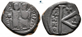 Justin II and Sophia AD 565-578. Constantinople. Half Follis or 20 Nummi Æ