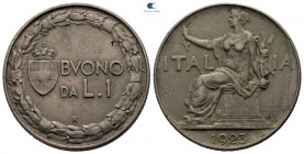 Italy. Vittorio emanuele III AD 1900-1943. Buono da 1 Lira, Ag