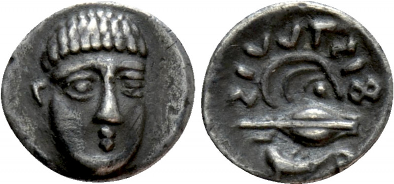 CAMPANIA. Phistelia. Obol (Circa 380-350 BC). 

Obv: Young male head facing sl...