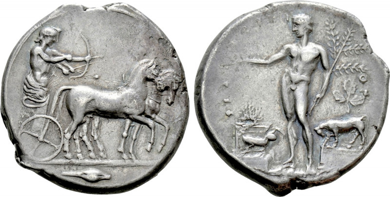 SICILY. Selinos. Tetradrachm (Circa 455-409 BC). 

Obv: Apollo and Artemis sta...