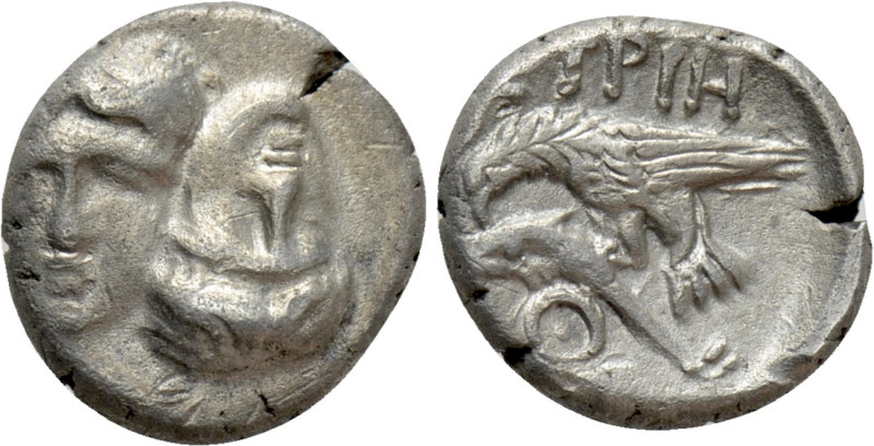 MOESIA. Istros. Trihemiobol or 1/4 Drachm (4th century BC). 

Obv: Facing male...