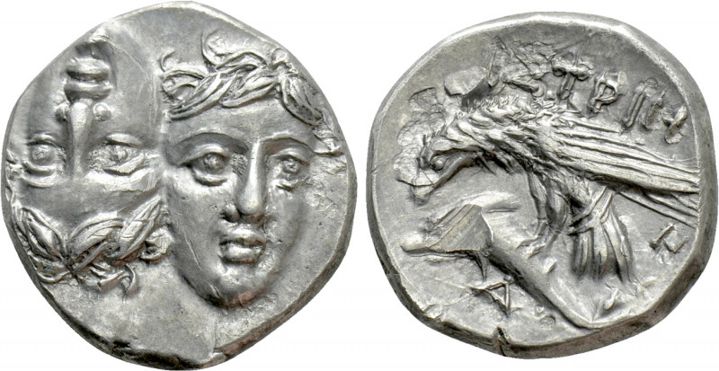 MOESIA. Istros. Drachm (4th century BC). 

Obv: Facing male heads, the left in...