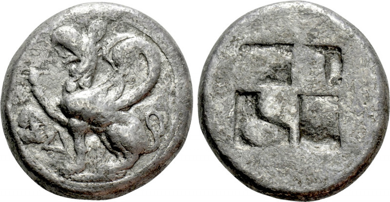 THRACE. Abdera. Oktadrachm (500-475 BC). 

Obv: Griffin seated left, raising l...