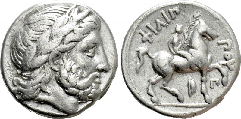 KINGS OF MACEDON. Philip II (359-336 BC). Tetradrachm. Amphipolis. 

Obv: Laur...