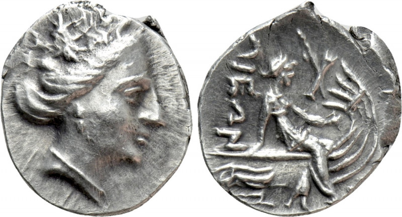 EUBOIA. Histiaia. Tetrobol (3rd-2nd centuries BC). 

Obv: Wreathed head of the...