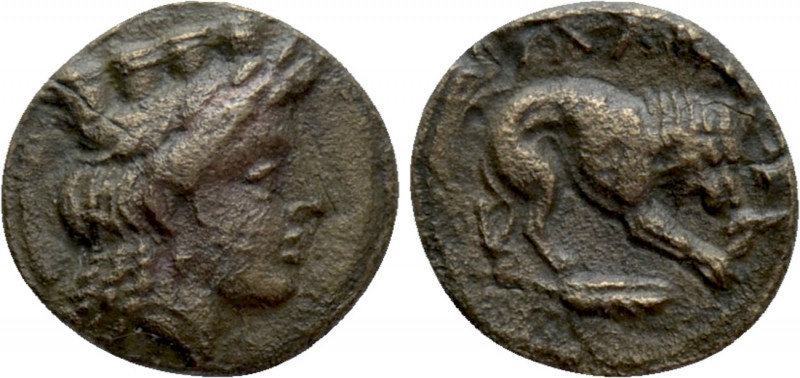 MYSIA. Plakia. Ae (4th century BC). 

Obv: Turreted head of Kybele right.
Rev...