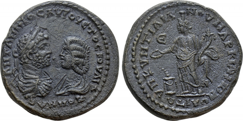 MOESIA INFERIOR. Marcianopolis. Caracalla with Julia Domna (198-217). Ae Pentass...