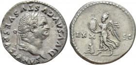 DIVUS VESPASIAN (Died 79). Denarius. Rome. "Judaea Capta" commemorative. Struck under Titus