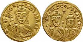 THEOPHILUS with CONSTANTINE and MICHAEL II (829-842). GOLD Solidus. Constantinople