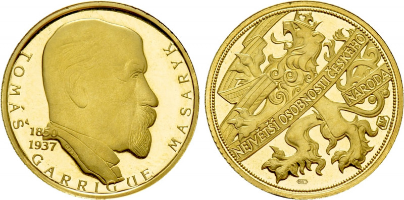 CZECH REPUBLIC. GOLD Medal. Tomáš Garrigue Masaryk (1850-1937). On the occasion ...