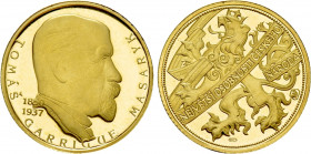 CZECH REPUBLIC. GOLD Medal. Tomáš Garrigue Masaryk (1850-1937). On the occasion of Czechoslovakia 100th Anniversary