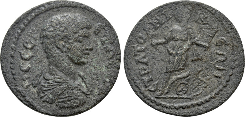 CARIA. Stratonicea. Geta (Caesar, 198-209). Ae. 

Obv: ΠO CЄ ΓЄTAC KAI. 
Bare...