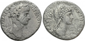 SELEUCIS & PIERIA. Antioch. Nero with Agrippina II (54-68). Tetradrachm. Dated year 105 of the Caesarean Era and RY 3 (56/7)