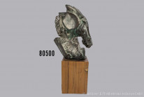 Pferdekopf-Skulptur, Bronze, von Nag Arnoldi (1928-2017), auf Holzsockel, H ca. 30,5 cm (ohne Sockel), Gesamthöhe ca. 50 cm, signiert NAG, Limitierung...