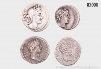 Konv. Römische Republik, 2 Denare (C. Fabius C. f. Hadrianus, 102 v. Chr. und L. Marcius Censorinus, 82 v. Chr.), dazu römische Kaiserzeit, 2 Denare (...