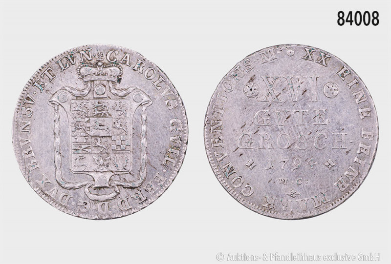 Braunschweig-Wolfenbüttel, XVI Gute Groschen 1794 M.C., 833er Silber, 13,92 g, 3...