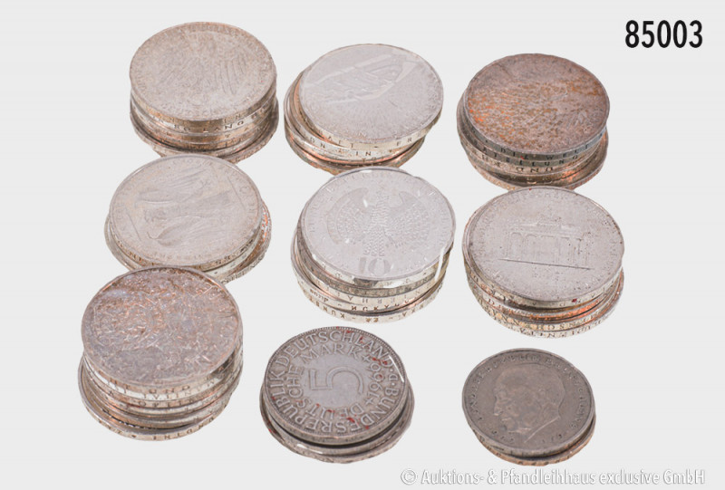 BRD, kleiner Sammler-Nachlass, bestehend aus 28 x 10 DM-Silbergedenkmünzen, 8 x ...