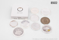 Numisnautica: Konv. 10 verschiedene Münzen und Medaillen zum Thema Schifffahrt, dabei BRD, 10 Euro 2006 (650 Jahre Städtehanse), 2008 (50 Jahre Gorch ...