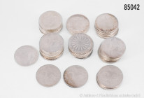 Aus Sammler-Nachlass: Konv. 43 x 10-DM-Silbergedenkmünzen 1972, auf die Olympischen Spiele in München, 625er Silber, überwiegend Stempelglanz, bitte b...