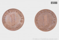 Drittes Reich, Konv. 2 x 1 Reichspfennig 1936 J, AKS 58, J. 361, gutes sehr schön