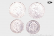 Bayern, Konv. 3 Mark 1911 und 1914 D, und 2 Mark 1911 und 1914 D, teilweise minimale Randfehler und Kratzer, vorzüglich