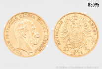 Preußen, Wilhelm I. (1861-1888), 20 Mark 1873 C, 900er Gold, 7,95 g, 23 mm, J. 243, winzige Randfehler, gutes sehr schön
