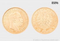 Preußen, Wilhelm I. (1861-1888), 20 Mark 1878 A, 900er Gold, 7,91 g, 23 mm, J. 243, winzige Randfehler, kleine Kratzer, sehr schön