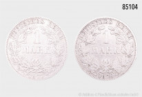 Deutsches Reich, Konv. 1 Mark 1877 B (selten, Auflage ca. 48.000 Exemplare) und 1879 A (kleiner Randfehler), AKS 1, J. 9, fast sehr schön-sehr schön
