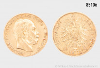Preußen, Wilhelm I. (1861-1888), 10 Mark 1872 C, 900er Gold, 3,92 g, 20 mm, AKS 111, J. 242, winzige Randfehler, sehr schön