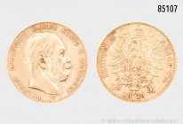 Preußen, Wilhelm I. (1861-1888), 10 Mark 1873 C, 900er Gold, 3,93 g, 20 mm, AKS 111, J. 242, winzige Randfehler, sehr schön