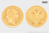 Österreich, Franz Joseph I., Dukat 1915, offizielle Neuprägung, 986er Gold, 3,49 g, 20 mm, Stempelglanz