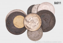 Konv. 34 Kursmünzen Frankreich, Niederlande und USA, dabei Quarter Dollar 1892 und 5 Cents 1891, gemischter Zustand, Fundgrube, bitte besichtigen