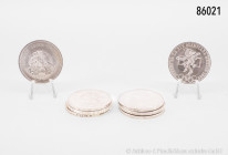 Mexiko, Konv. 8 Silbermünzen 1947/1968, 720er und 900er Silber, gemischter Zustand, überwiegend vorzüglich