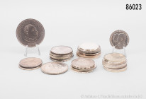 Aus Sammler-Nachlass: Konv. 27 Münzen alle Welt, überwiegend Silbermünzen, dabei Irland, Japan, Ungarn, Griechenland, etc., gemischter Zustand, überwi...
