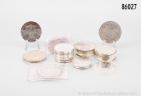 Österreich, Konv. 5 x 100 Schilling, 8 x 50 Schilling und 20 x 25 Schilling, Silber, verschiedene Jahrgänge, dazu diverse Kleinmünzen, gemischter Zust...