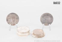 Konv. 9 Silbermünzen, Europa, dabei Norwegen 2 x 10 Kronen 1964, 150 Jahre norwegische Verfassung, 900er Silber, Dänemark, 10 Kronen 1968, auf die Hoc...