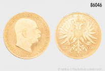 Österreich, Franz Joseph I., 100 Kronen 1915, NP, 900er Gold, 33,87 g, 37 mm, winzige Randfehler, fast Stempelglanz