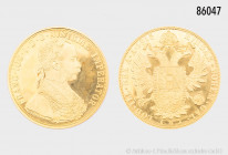Österreich, Franz Joseph I., 4 Dukaten 1915, NP, 986er Gold, 13,94 g, 40 mm, feine Haarlinien, Stempelglanz