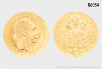 Österreich, Franz Joseph I., Dukat 1915, NP, 986er Gold, 3,49 g, 20 mm, kleine Kratzer auf der Vs., fast Stempelglanz